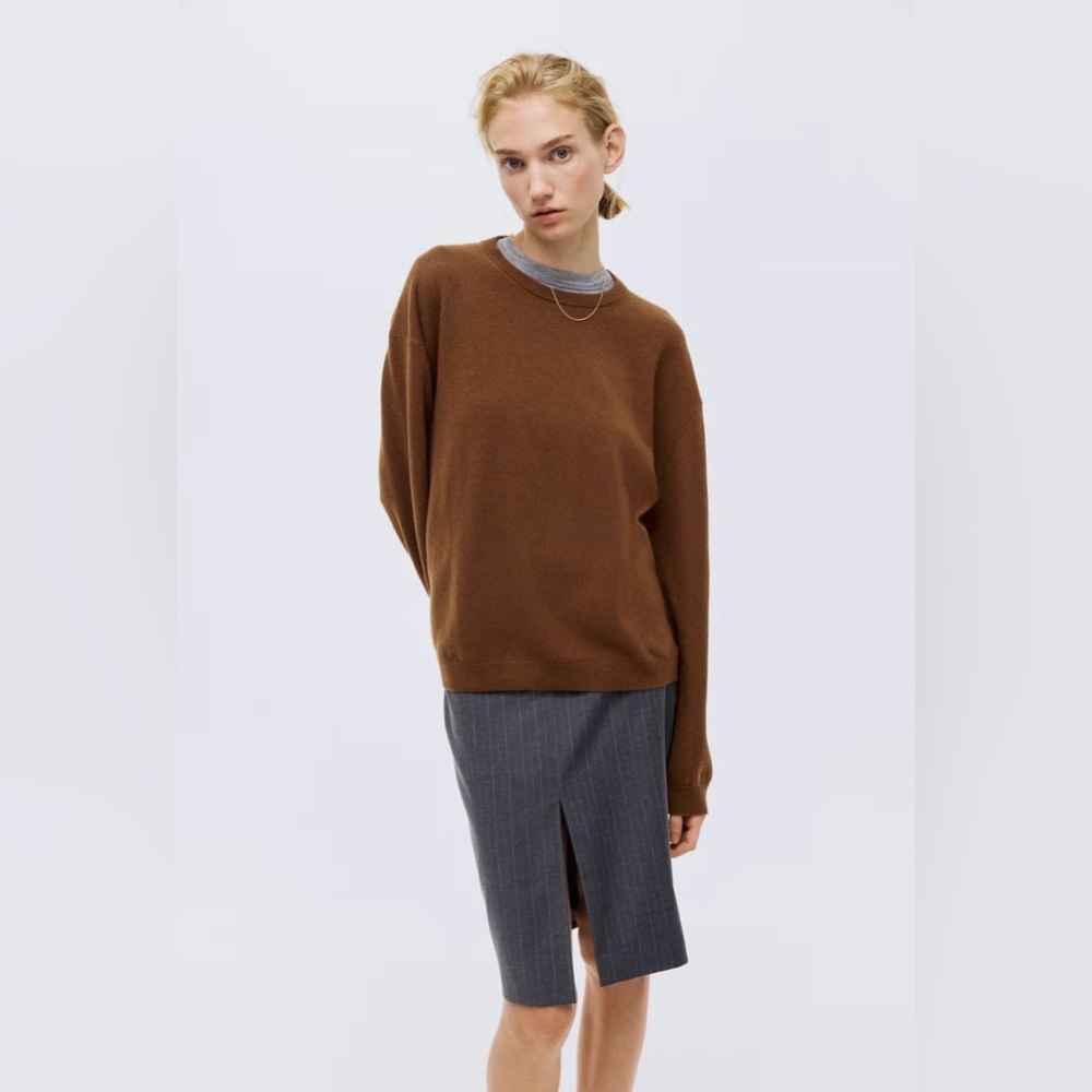 H&M PREMIUM FINE-KNIT BROWN CASHMERE SWEATER ( LIGHTWEIGHT NWT SZ MEDIUM )